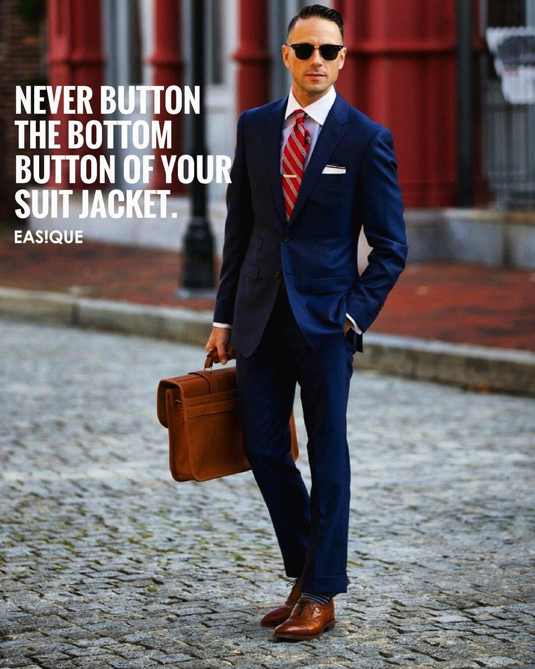 easique instagram never button the bottom button of your suit jacket