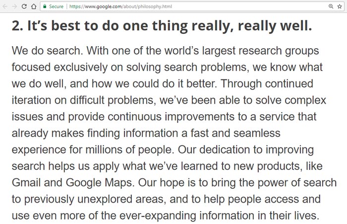 google philosophy success