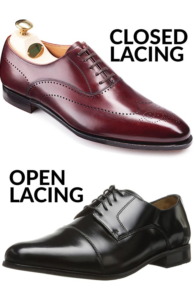 open closed lacing shoes